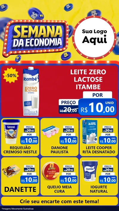 Modelo de Rede Social para Stories com o tema Semana da Economia para Frios e Laticínios
