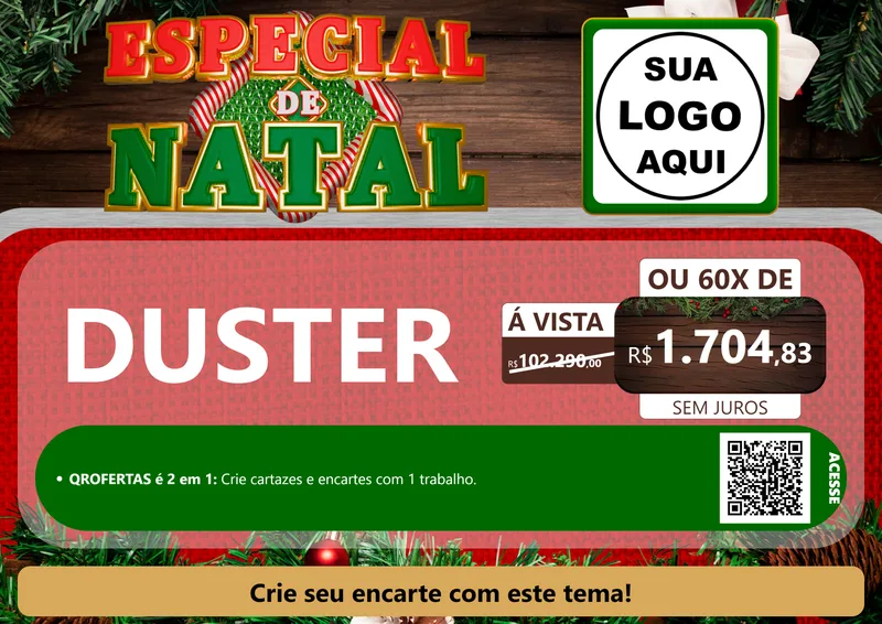 Modelo de Cartaz para Cartaz A4 Horizontal com o tema Especial de Natal para Concessionaria de Carros