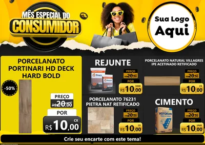 Modelo de Encarte para Encarte A4 Horizontal com o tema Mês Especial do Consumidor para Pisos e revestimentos