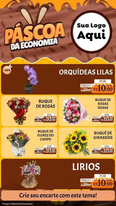 Modelo de TV para TV Vertical com o tema Páscoa da Economia para Floricultura e jardim