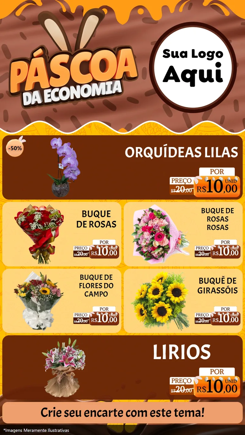 Modelo de TV para TV Vertical com o tema Páscoa da Economia para Floricultura e jardim