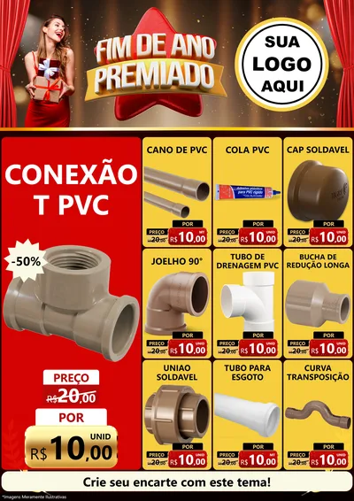 Modelo de Encarte para Encarte A4 Vertical com o tema Fim de Ano Premiado para Tubos e conexões
