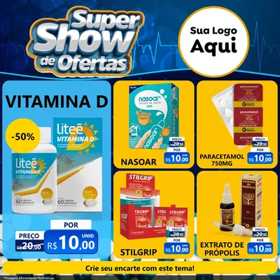 Modelo de Rede Social para Feed Facebook com o tema Super Show de Ofertas - Farmácia para Farmácia