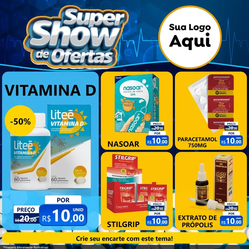 Modelo de Rede Social para Feed Facebook com o tema Super Show de Ofertas - Farmácia para Farmácia