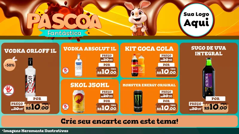 Modelo de TV para TV Horizontal com o tema Páscoa Fantástica para Distribuidora de bebidas