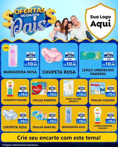 Modelo de Rede Social para Feed Instagram com o tema Ofertas do Dia dos Pais para Bebês