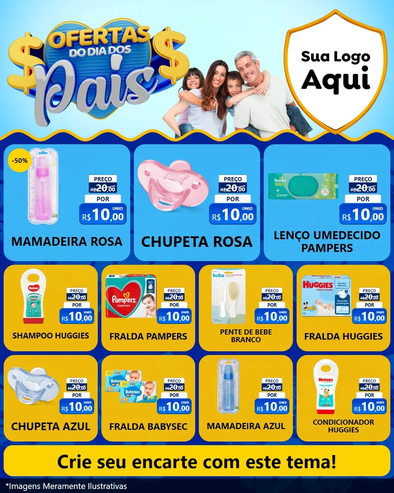Modelo de Rede Social para Feed Instagram com o tema Ofertas do Dia dos Pais para Bebês