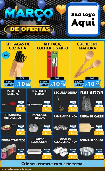 Modelo de Encarte para Encarte Grande com o tema Março de Ofertas para Utilidades Domésticas