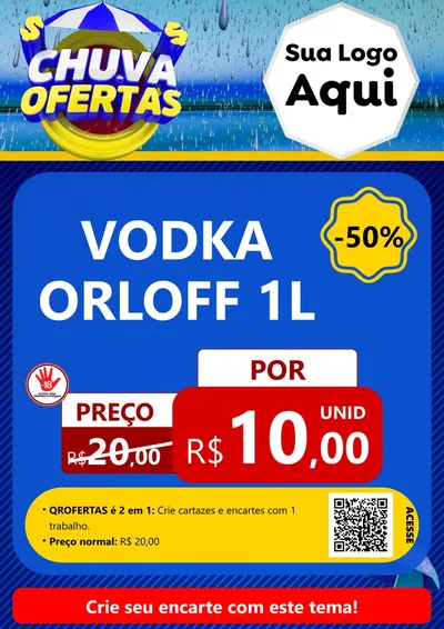 Modelo de Cartaz para Cartaz A4 Vertical com o tema Chuva de Ofertas para Distribuidora de bebidas