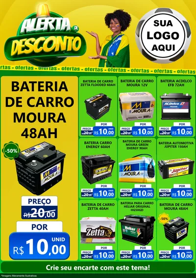 Modelo de Encarte para Encarte A4 Vertical com o tema Alerta de Desconto para Baterias Elétricas