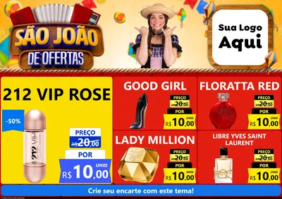 Modelo de Encarte para Encarte A4 Horizontal com o tema São João de Ofertas para Perfumes