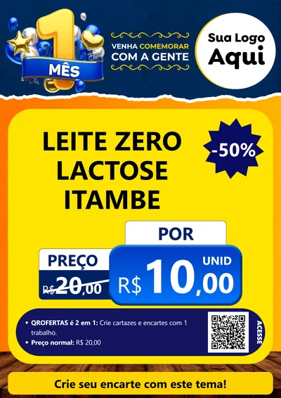 Modelo de Cartaz para Cartaz A4 Vertical com o tema Um Mês de Aniversário para Frios e Laticínios