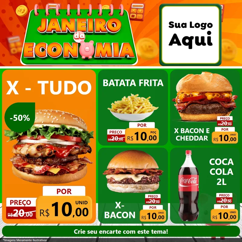 Modelo de Rede Social para Feed Facebook com o tema Janeiro da Economia para Hamburgueria