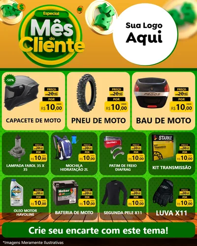 Modelo de Rede Social para Feed Instagram com o tema Especial Mês do Cliente para Moto peças