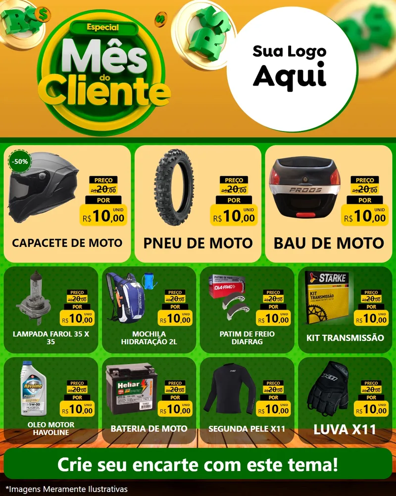 Modelo de Rede Social para Feed Instagram com o tema Especial Mês do Cliente para Moto peças