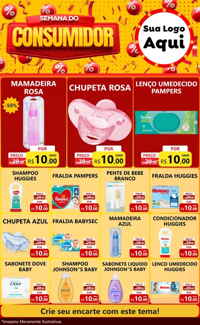 Modelo de Encarte para Encarte Grande com o tema Semana do Consumidor para Bebês