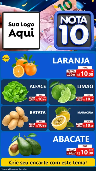 Modelo de TV para TV Vertical com o tema Nota 10 para Hortifrúti