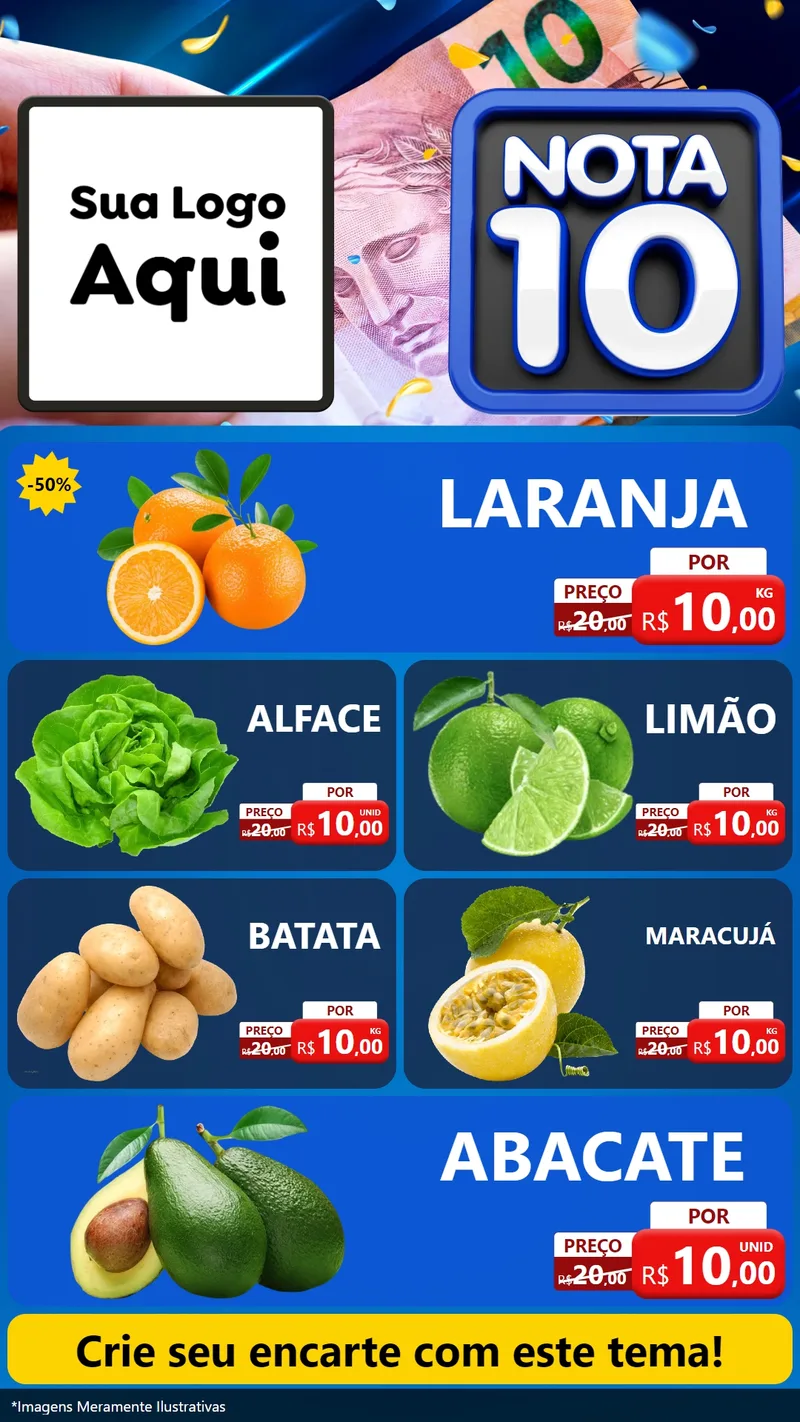 Modelo de TV para TV Vertical com o tema Nota 10 para Hortifrúti