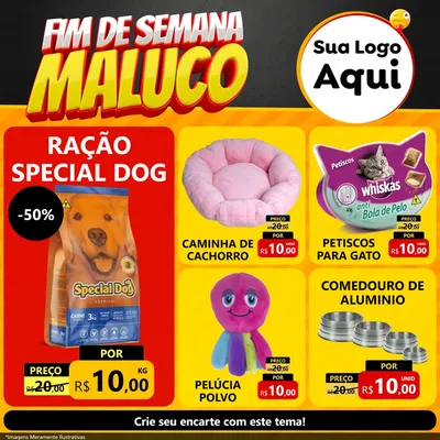 Modelo de Rede Social para Feed Facebook com o tema Final de Semana Maluco para Pet Shop
