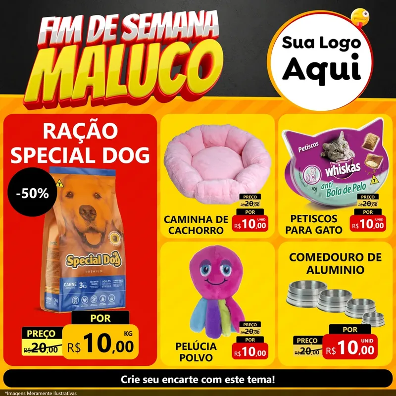 Modelo de Rede Social para Feed Facebook com o tema Final de Semana Maluco para Pet Shop
