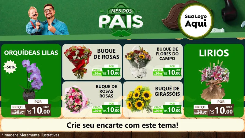 Modelo de TV para TV Horizontal com o tema Mês dos Pais para Floricultura e jardim
