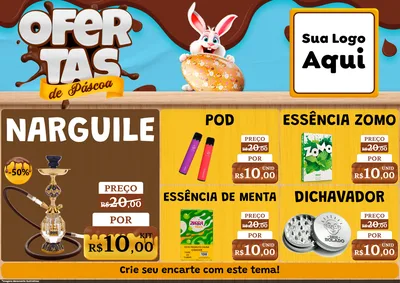 Modelo de Encarte para Encarte A4 Horizontal com o tema Ofertas de Páscoa para Tabacaria