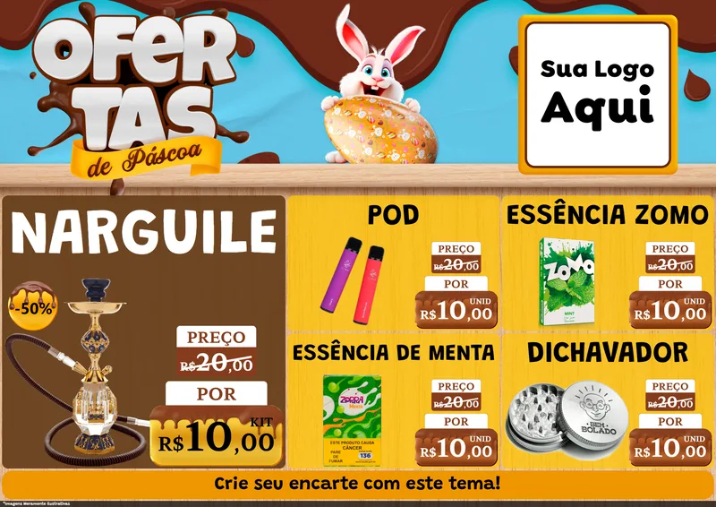 Modelo de Encarte para Encarte A4 Horizontal com o tema Ofertas de Páscoa para Tabacaria