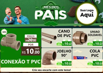 Modelo de Encarte para Encarte A4 Horizontal com o tema Mês dos Pais para Tubos e conexões