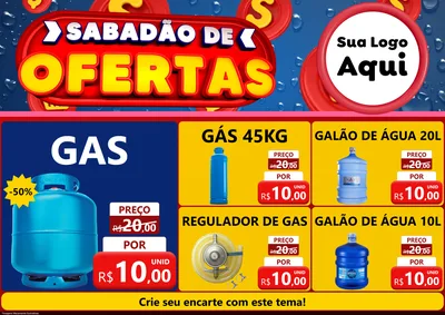 Modelo de Encarte para Encarte A4 Horizontal com o tema Sabadão de Ofertas para Água e gás