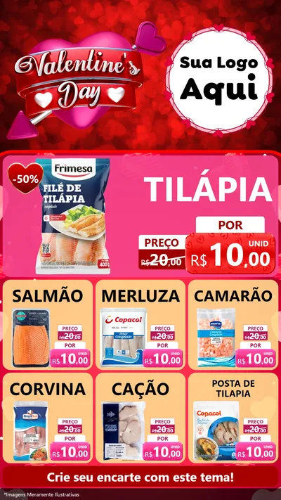 Modelo de Rede Social para Stories com o tema Valentine's Day para Peixaria