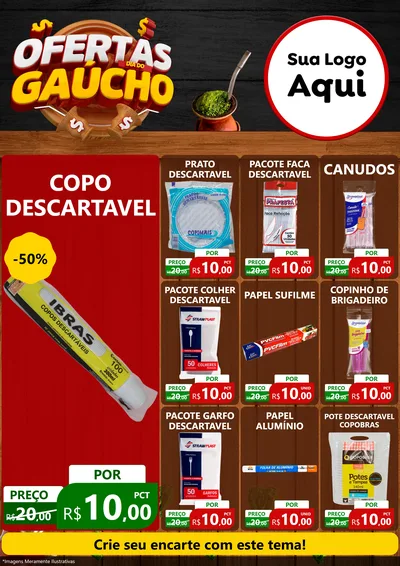 Modelo de Encarte para Encarte A4 Vertical com o tema Ofertas Dia do Gaúcho para Embalagens