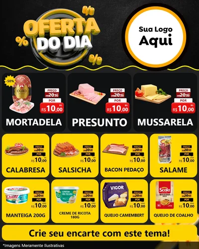 Modelo de Rede Social para Feed Instagram com o tema Oferta Do Dia para Frios e Laticínios