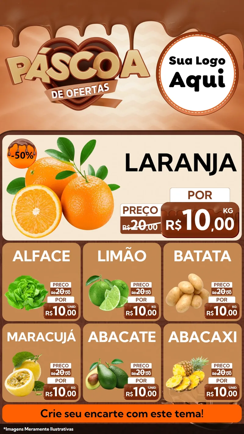 Modelo de Rede Social para Stories com o tema Páscoa de Ofertas para Hortifrúti