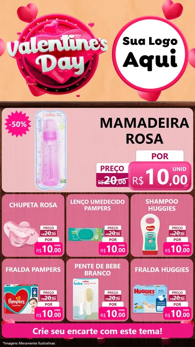 Modelo de Rede Social para Stories com o tema Valentine's Day para Bebês