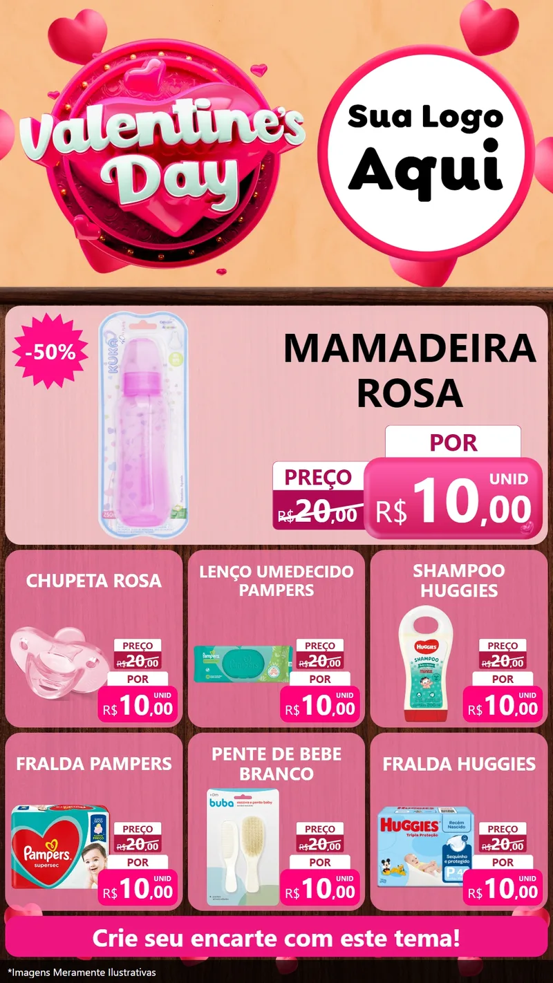 Modelo de Rede Social para Stories com o tema Valentine's Day para Bebês