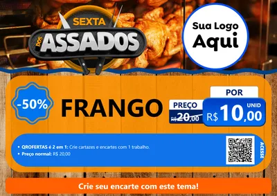 Modelo de Cartaz para Cartaz A4 Horizontal com o tema Sexta dos Assados para Assados