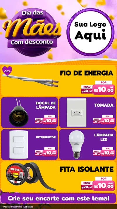 Modelo de TV para TV Vertical com o tema Dia das Mães com Desconto para Materiais Elétricos