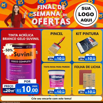 Modelo de Rede Social para Feed Facebook com o tema Final de Semana de Ofertas para Tintas e Ferramentas