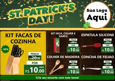 Modelo de Encarte para Encarte A4 Horizontal com o tema St Patriks Day para Utilidades Domésticas