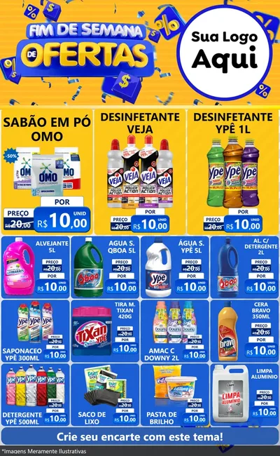 Modelo de Encarte para Encarte Grande com o tema Fim de Semana de Ofertas para Produtos de Limpeza