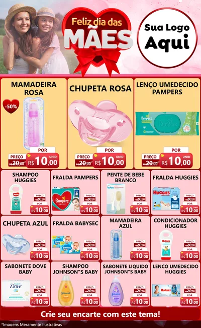 Modelo de Encarte para Encarte Grande com o tema Feliz Dia Das Mães para Bebês