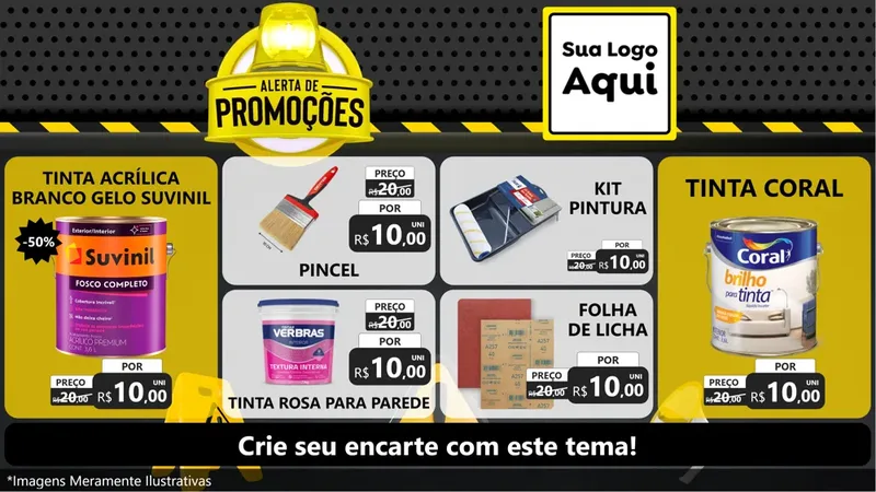 Modelo de TV para TV Horizontal com o tema Alerta de Promoções para Tintas e Ferramentas