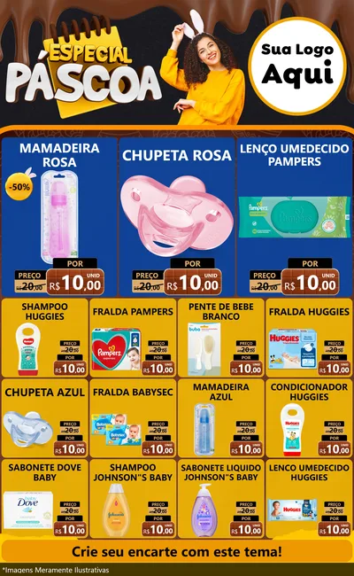 Modelo de Encarte para Encarte Grande com o tema Especial Páscoa para Bebês