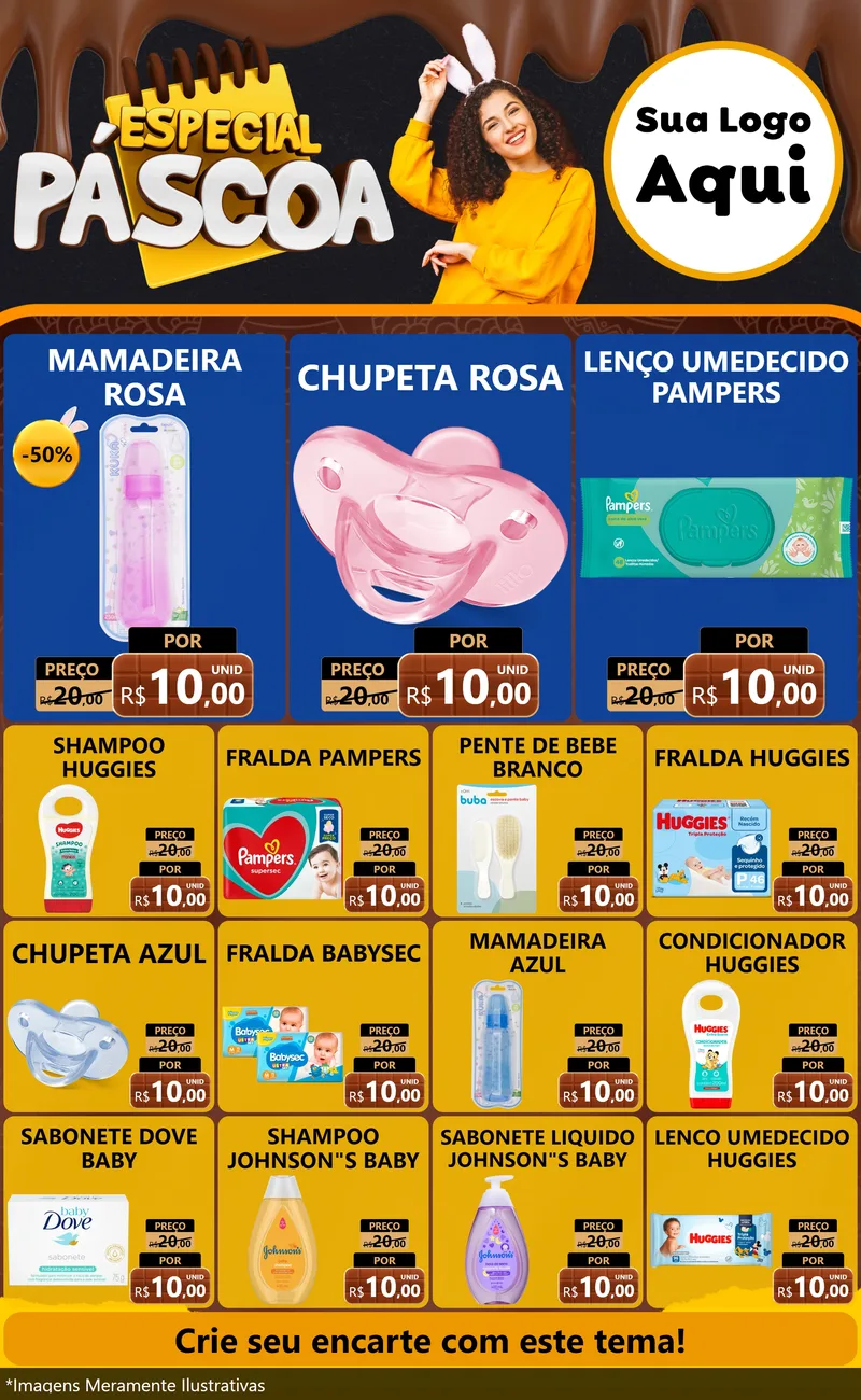 Modelo de Encarte para Encarte Grande com o tema Especial Páscoa para Bebês