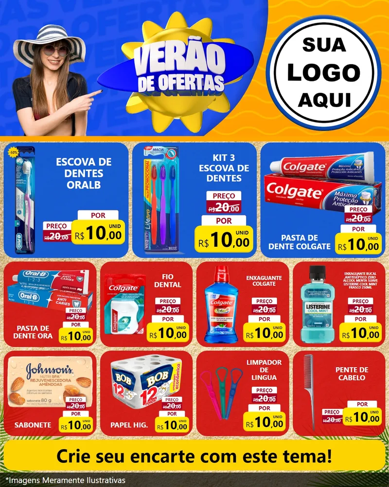 Modelo de Rede Social para Feed Instagram com o tema Verão de Ofertas para Higiene Pessoal