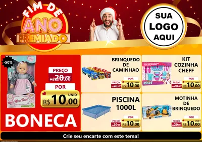 Modelo de Encarte para Encarte A4 Horizontal com o tema Fim de Ano Premiado para Brinquedos