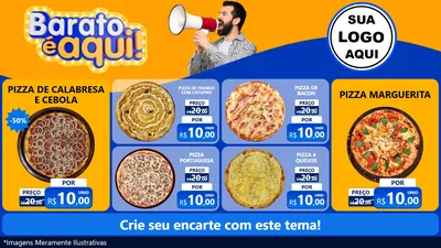 Modelo de TV para TV Horizontal com o tema Barato é aqui para Pizzaria