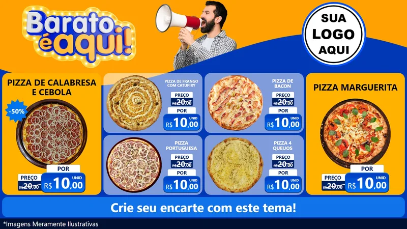 Modelo de TV para TV Horizontal com o tema Barato é aqui para Pizzaria