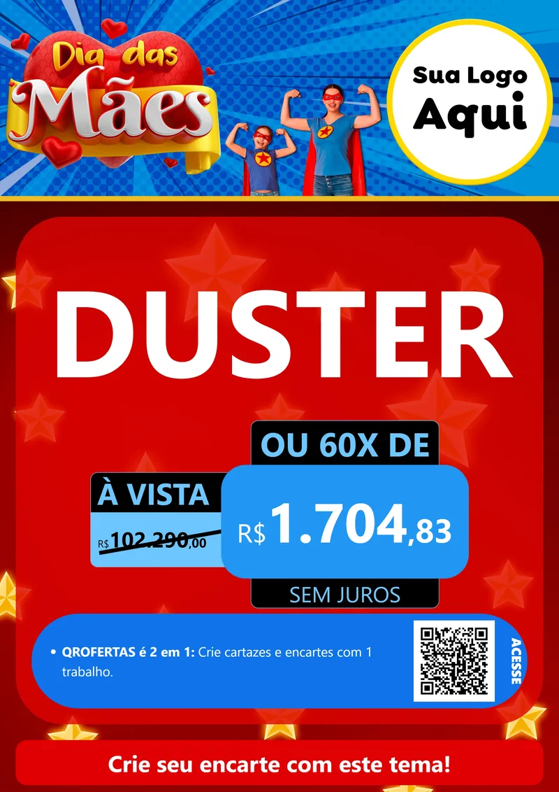 Modelo de Cartaz para Cartaz A4 Vertical com o tema Dia das Mães para Concessionaria de Carros