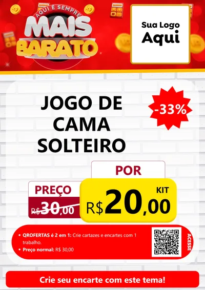 Modelo de Cartaz para Cartaz A4 Vertical com o tema Mais Barato para Cama, Mesa e Banho